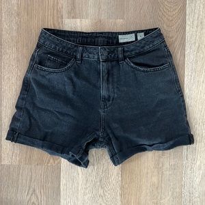 Midrise Black Denim Shorts